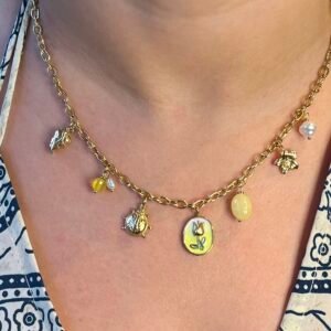 Collier Fin à Pampilles et Grigris Dorés – Lumi