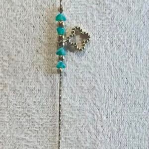Bracelet doré, trèfle et perles turquoise - Grâce